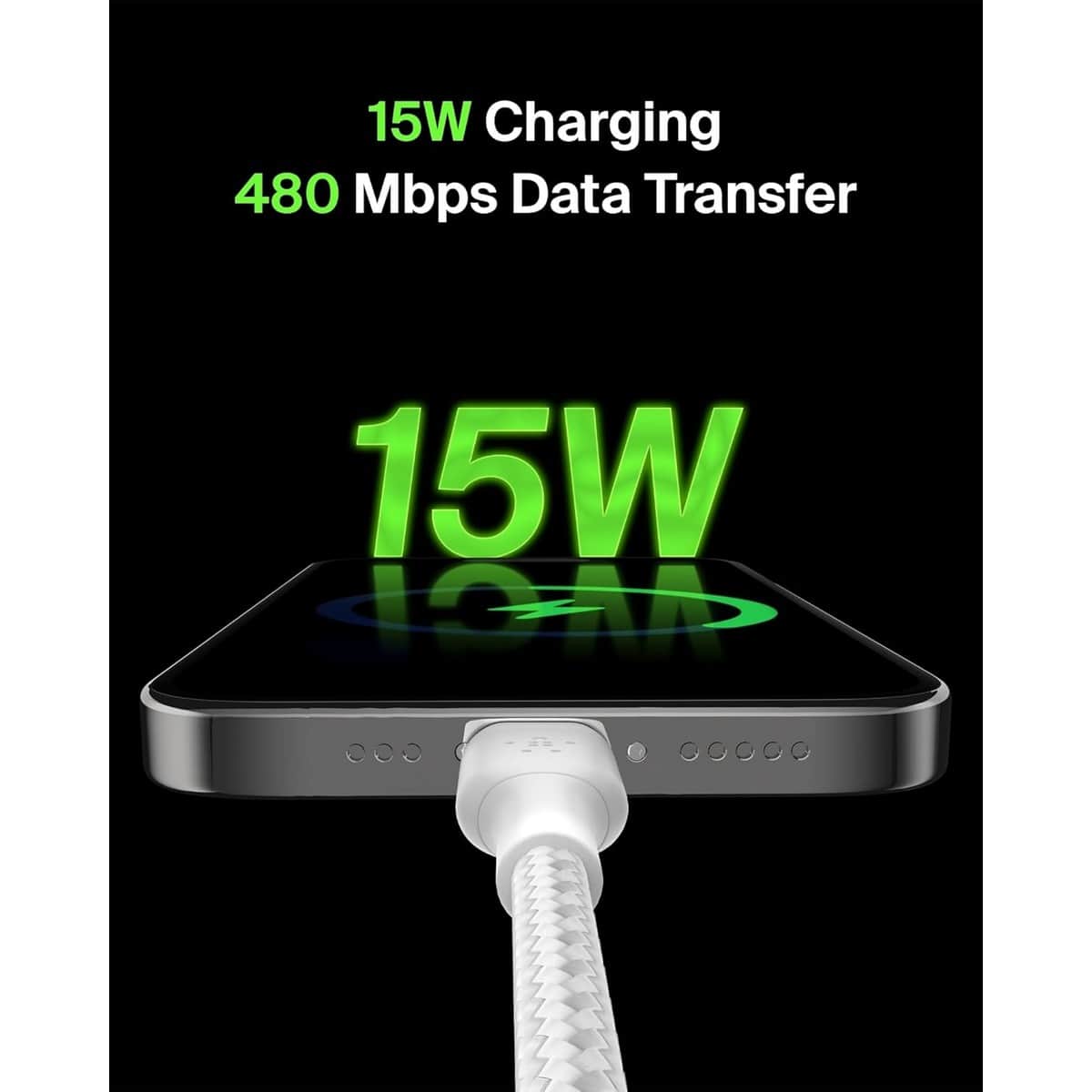 بيلكن كابل بوست تشارج مضفر USB-A إلى USB-C
