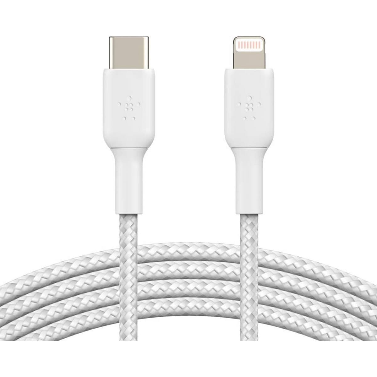 بيلكن كابل بوست تشارج مضفر USB-C إلى لايتنينج أبيض بطول 2 متر