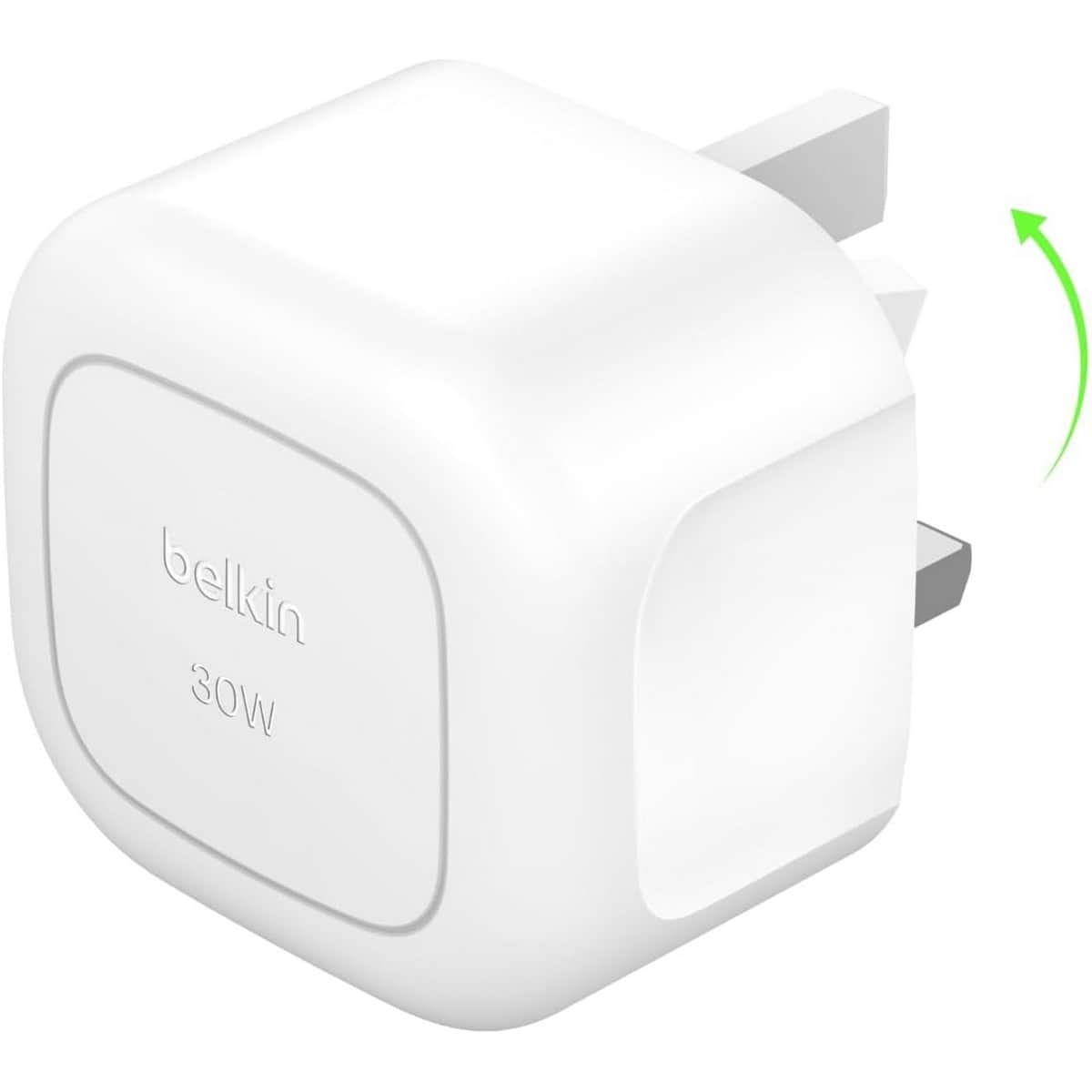 بيلكن شاحن حائط USB-C كيوب أبيض بقدرة 30 واط
