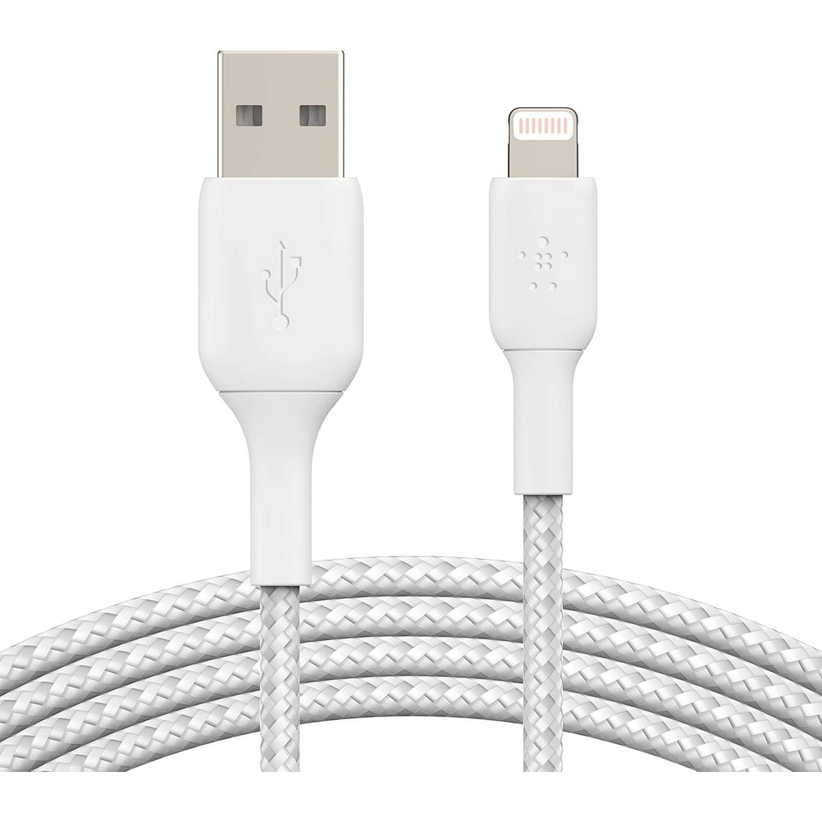 بيلكن كابل بوست تشارج مضفر USB-A إلى لايتنينج أبيض بطول 3 متر
