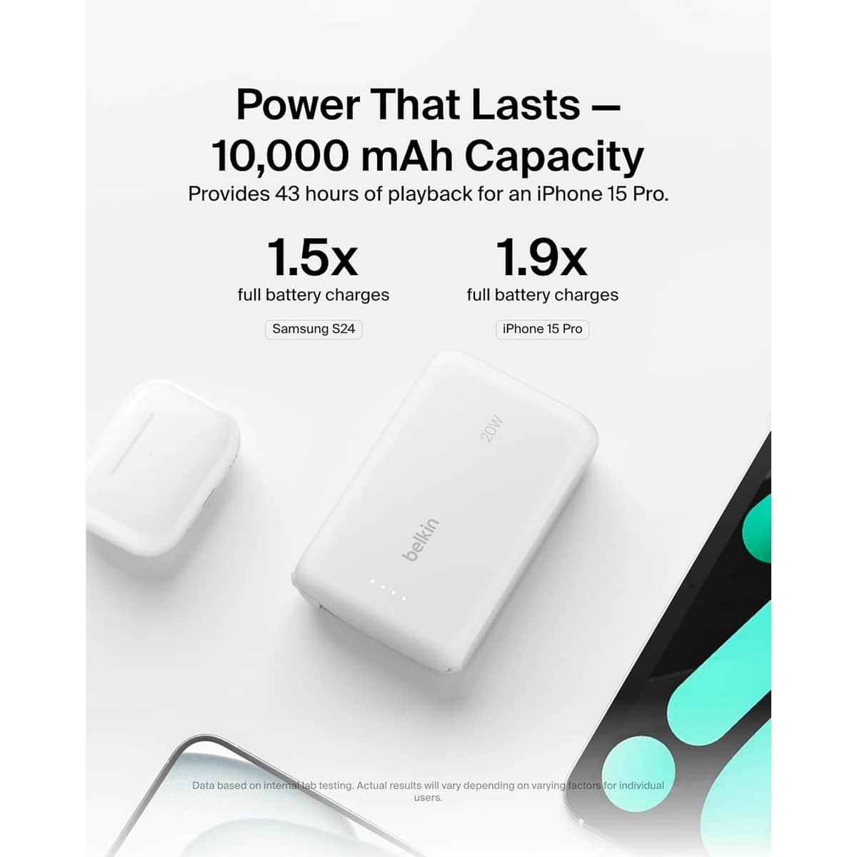 بيلكن باور بانك بوست تشارج بسعة 10000mAh مع كابل مدمج