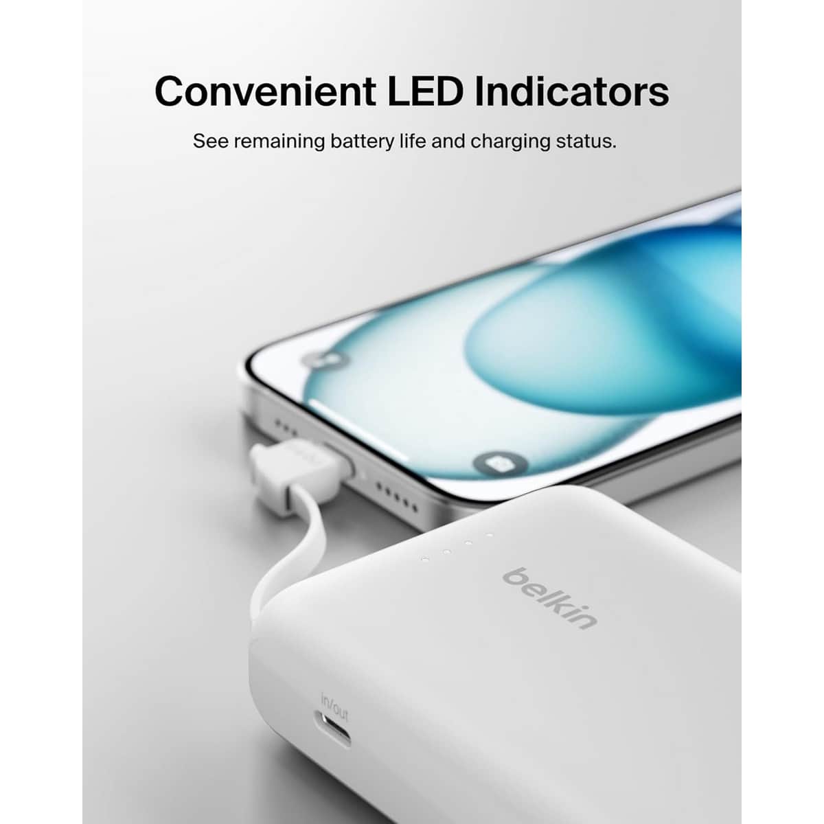 بيلكن باور بانك بوست تشارج بسعة 10000mAh مع كابل مدمج