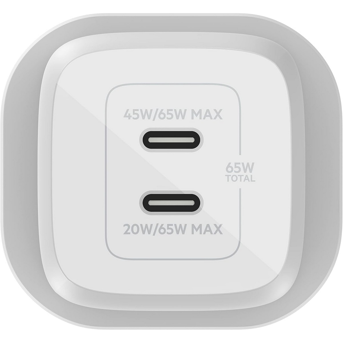 Belkin White Boost Charge GaN 65W 2-Port USB-C Wall Charger & 2m 5A USB-C to USB-C Cable Set