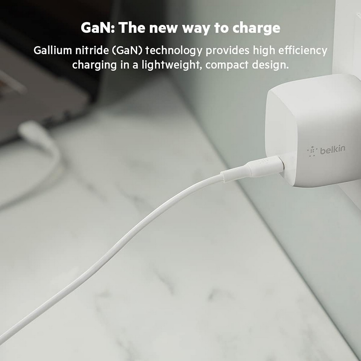 بيلكن أبيض بوست تشارج GaN PD 30W شاحن حائط USB-C