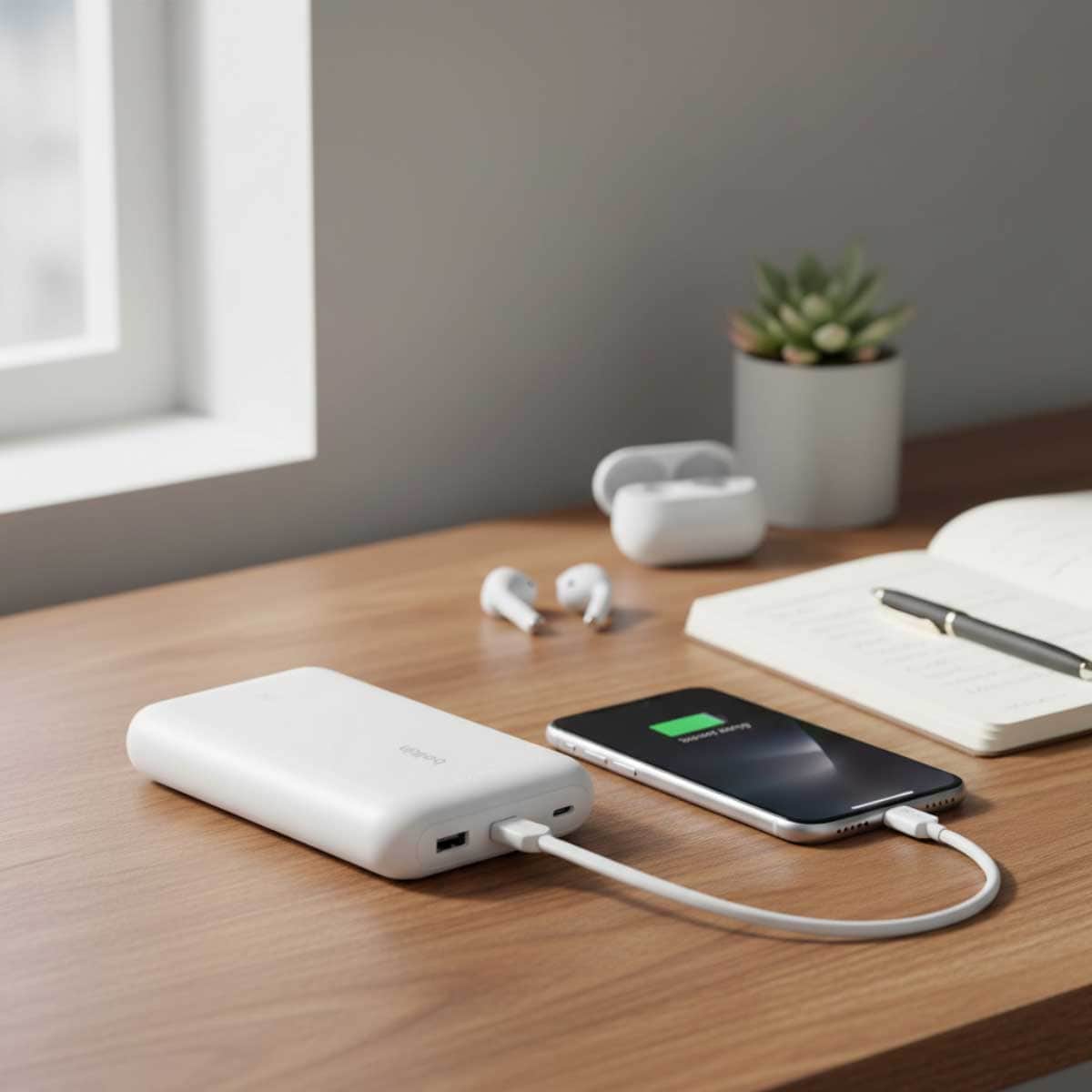 بيلكن باور بانك بوست تشارج PD بقدرة 30 واط وسعة 20000mAh مع كابل USB-C مدمج