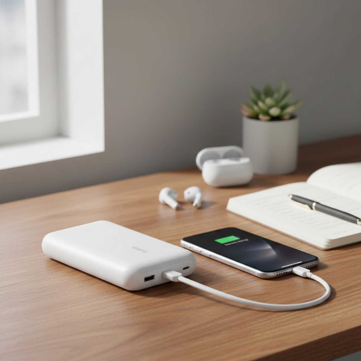بيلكن باور بانك بوست تشارج PD بقدرة 30 واط وسعة 20000mAh مع كابل USB-C مدمج