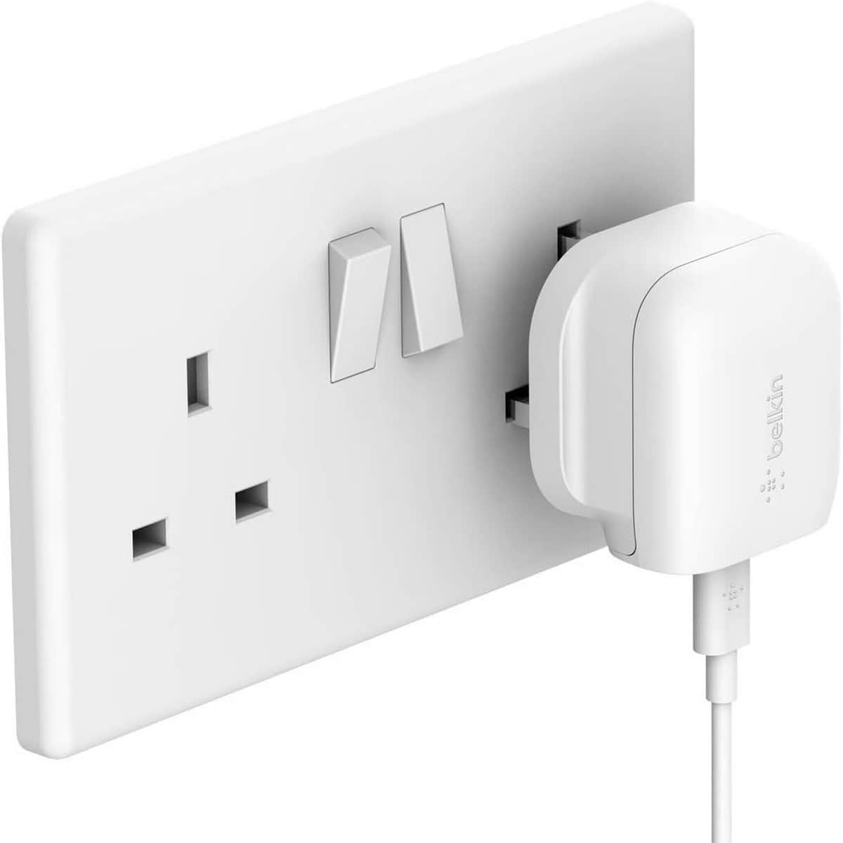 بيلكن أبيض بوست تشارجr PD 20W شاحن حائط USB-C مع طقم كابل Lightning