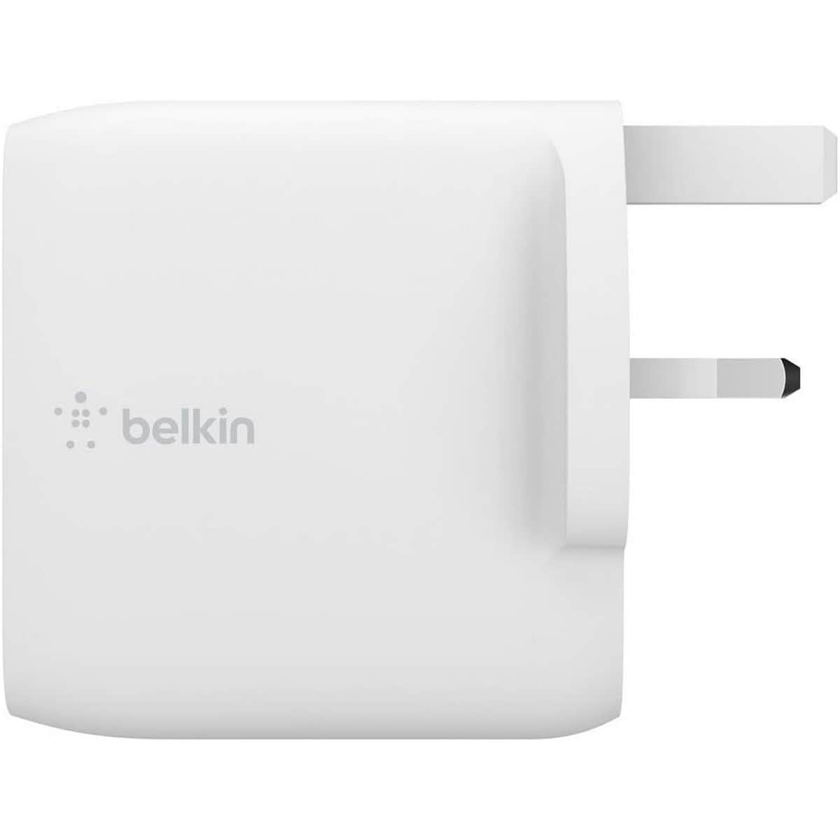 بيلكن أبيض شاحن حائط GaN بمنفذين USB-C بقدرة 63 واط