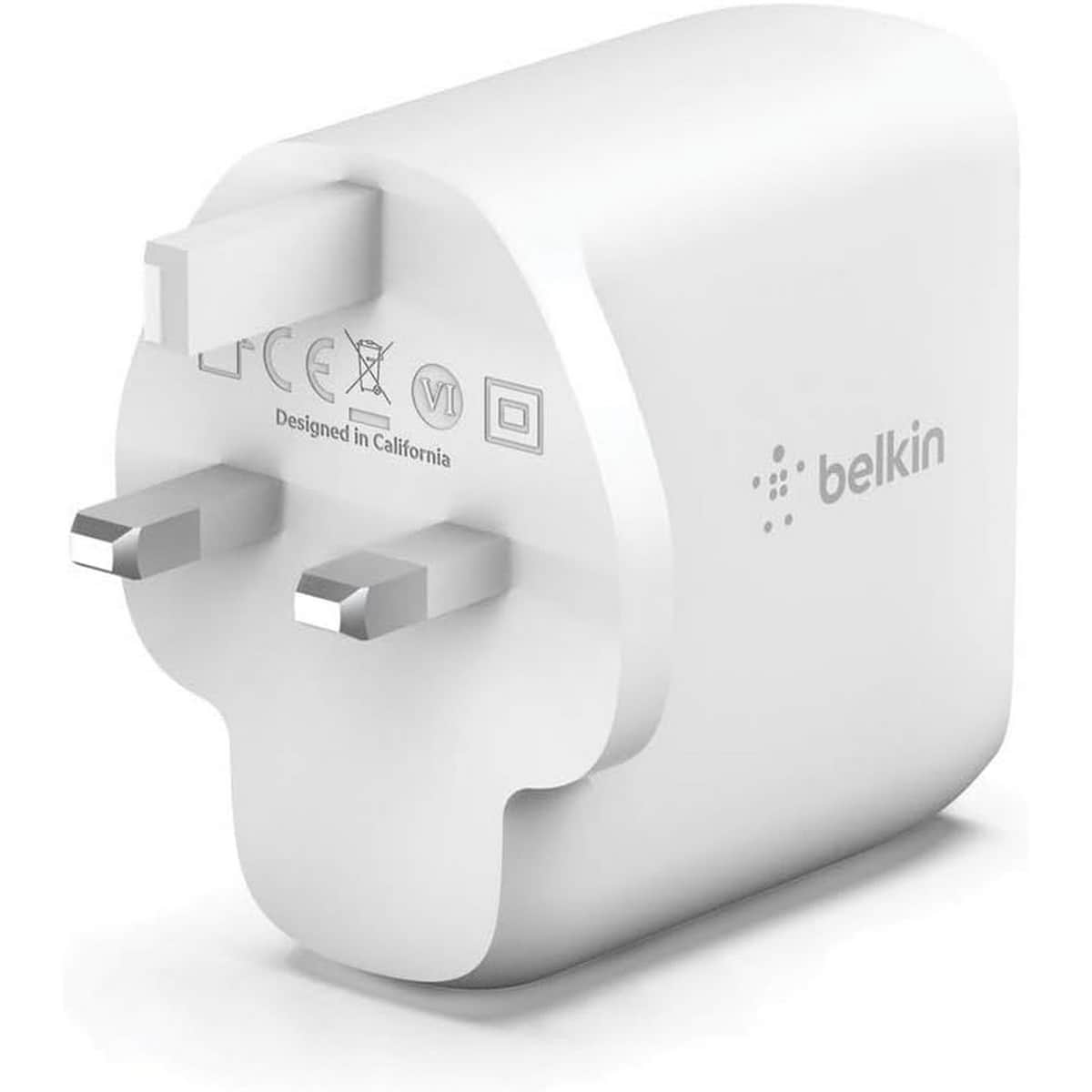 بيلكن أبيض شاحن حائط GaN بمنفذين USB-C بقدرة 63 واط