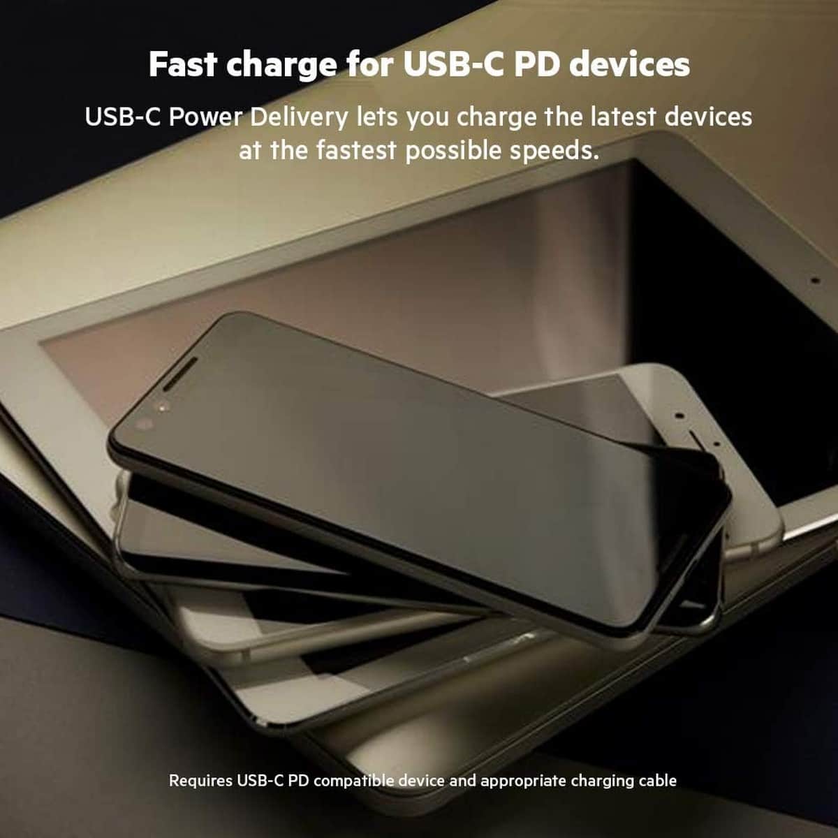 بيلكن أبيض شاحن حائط GaN بمنفذين USB-C بقدرة 63 واط