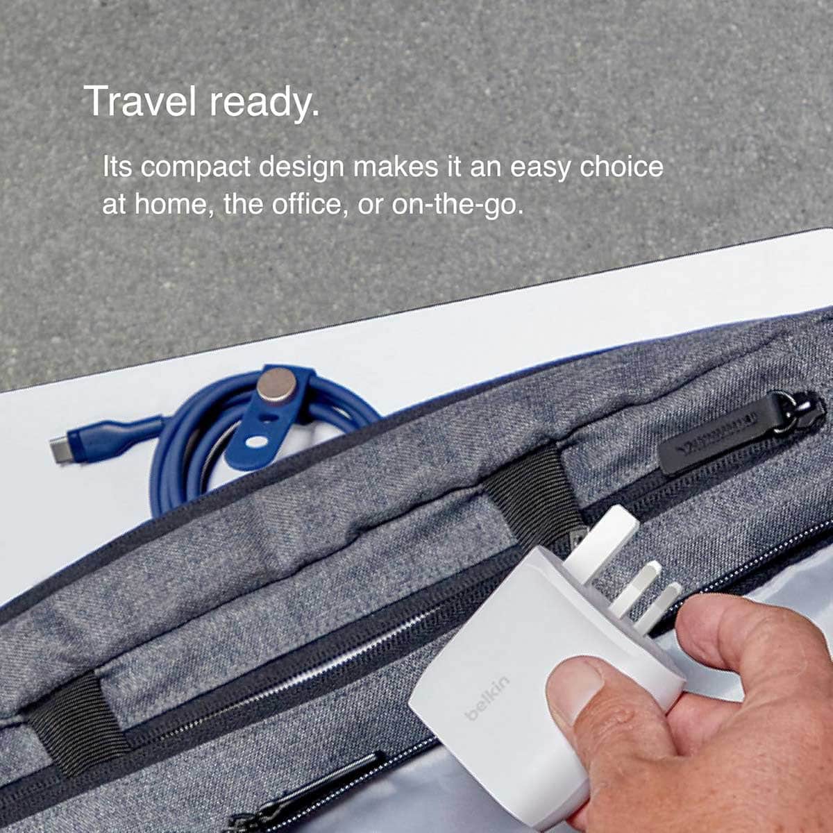 بيلكن أبيض PD 60W شاحن حائط USB-C مزدوج المنافذ