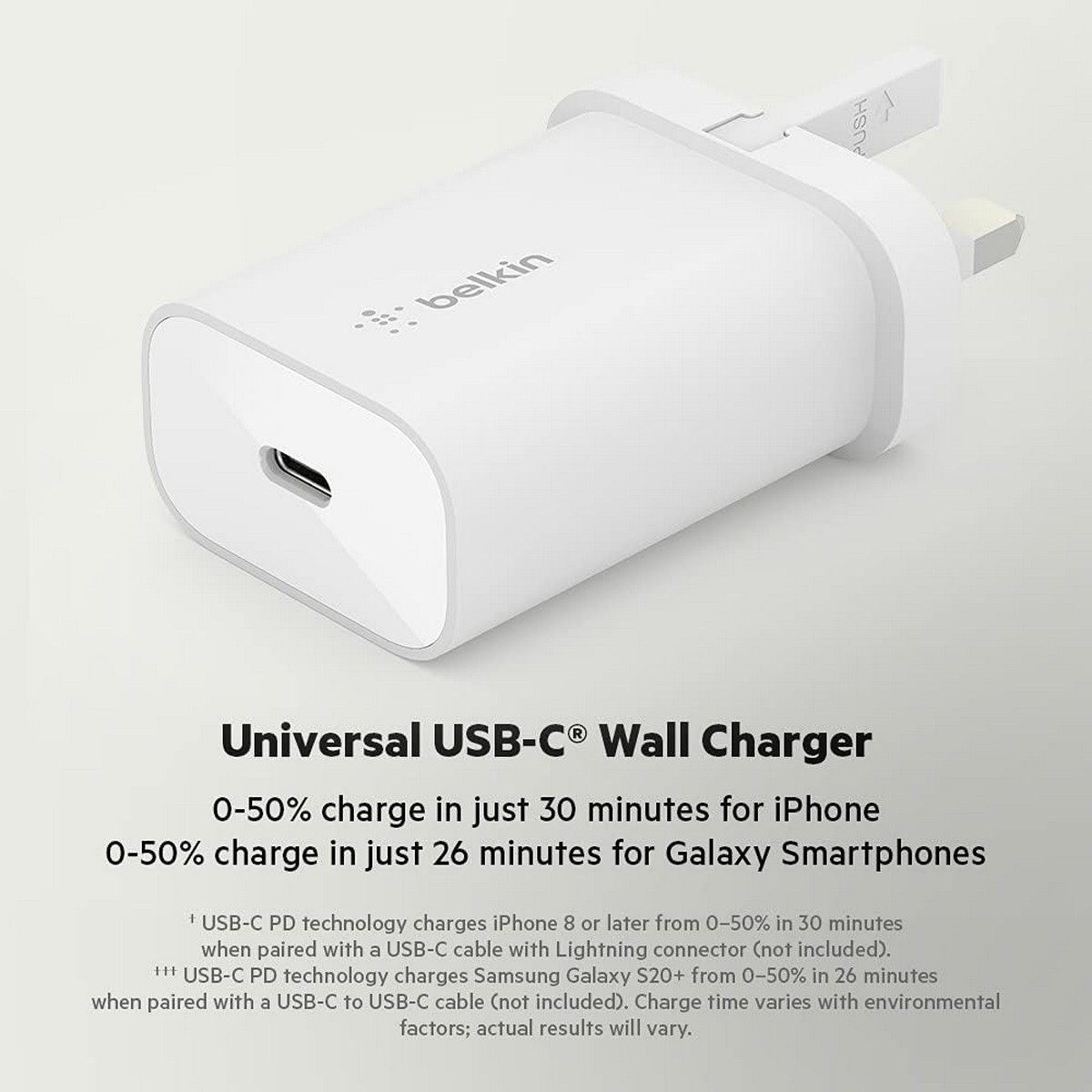 Belkin White PPS 25W USB-C Wall Charger & 1m USB-C to Lightning Cable Set
