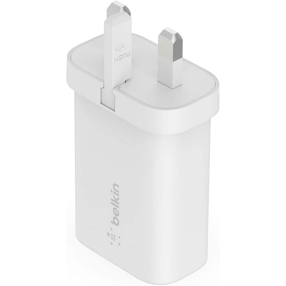 بيلكن أبيض PPS 25W شاحن حائط USB-C مع طقم كابل USB-C إلى Lightning بطول 1 متر