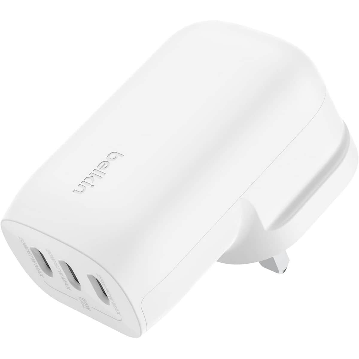 Belkin White PPS PD 67W 3-Port USB-C Wall Charger