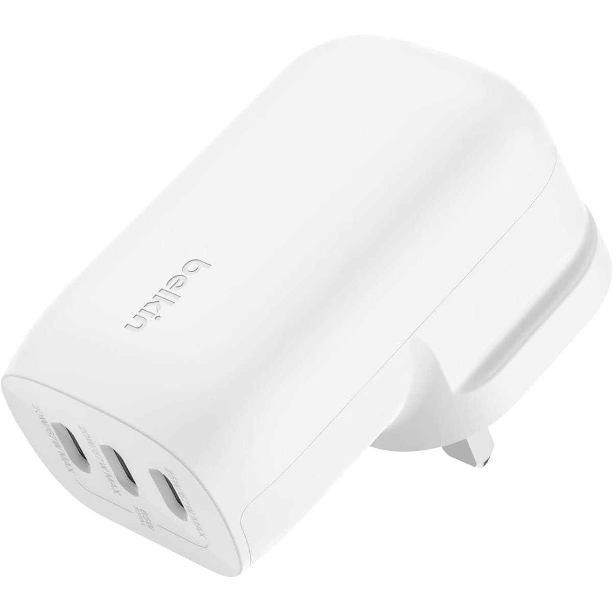 بيلكن أبيض PPS PD 67W شاحن حائط USB-C بـ 3 منافذ