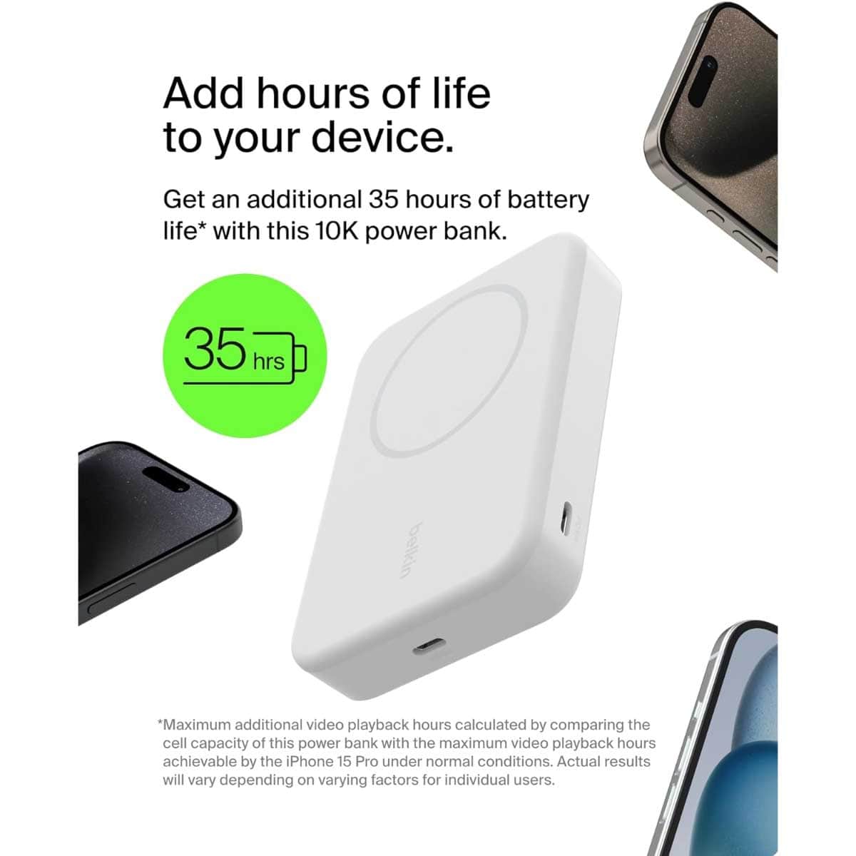 Belkin Qi2 10000mAh Magnetic Wireless Power Bank with Kickstand