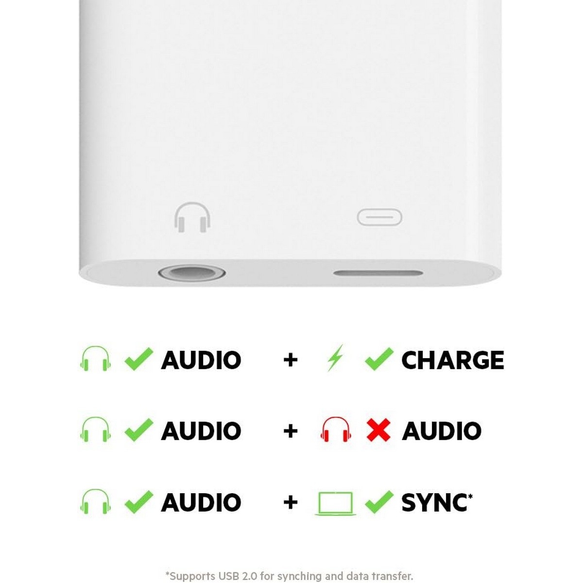 Belkin White Rockstar Lightning to 3.5mm Audio & Charge Adapter