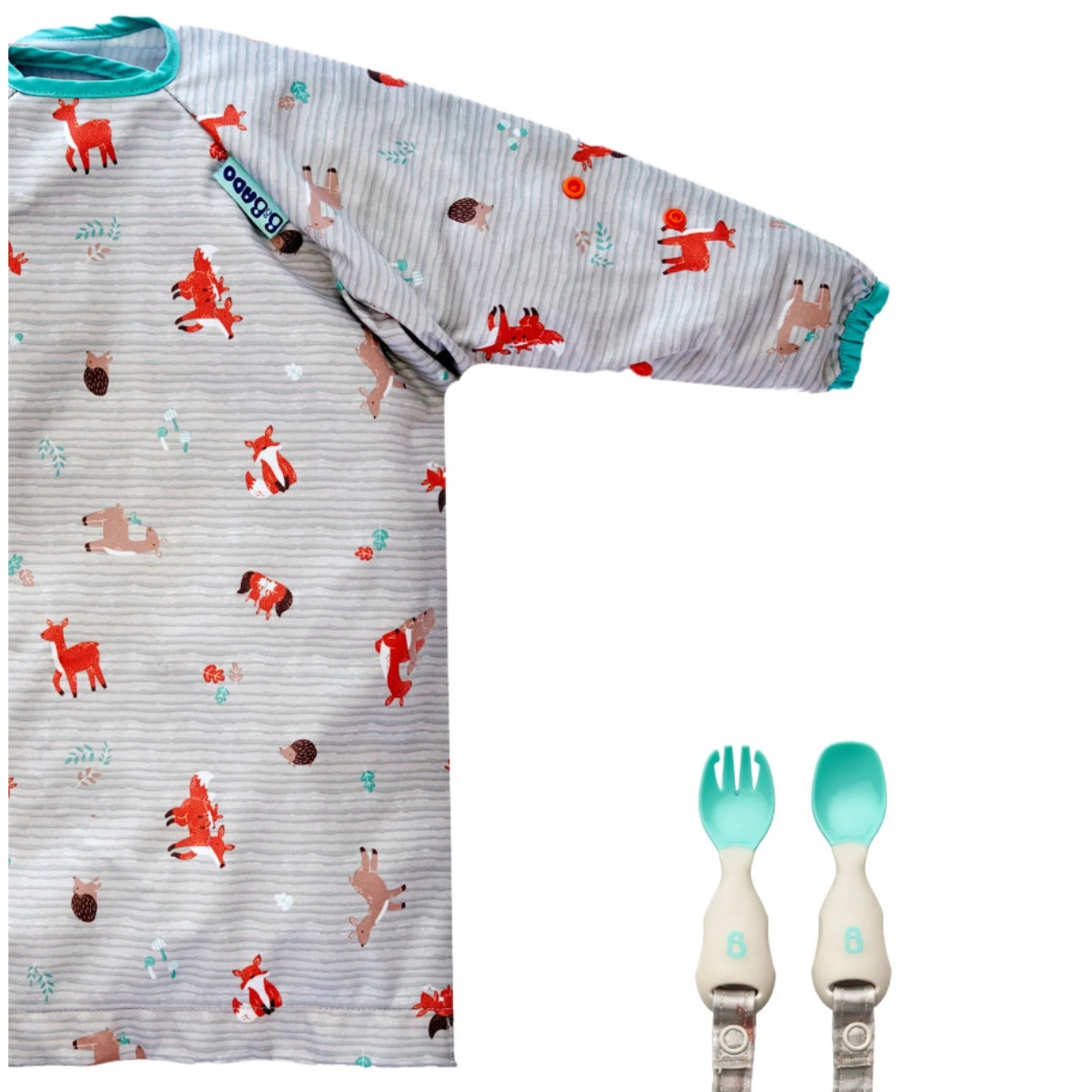 Bibado Coverall Bib & Attachable Handi Cutlery Set Unisex, 0-2 Years