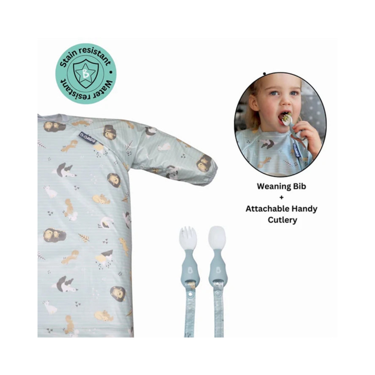 Bibado Coverall Bib & Handi Cutlery Set Unisex, 0-2 Years