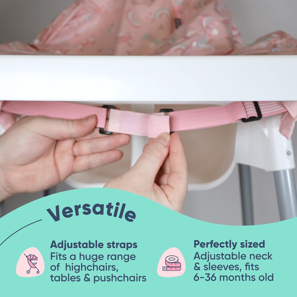 Bibado Coverall Bib & Pink Handi Cutlery Set Unisex, 0-2 Years