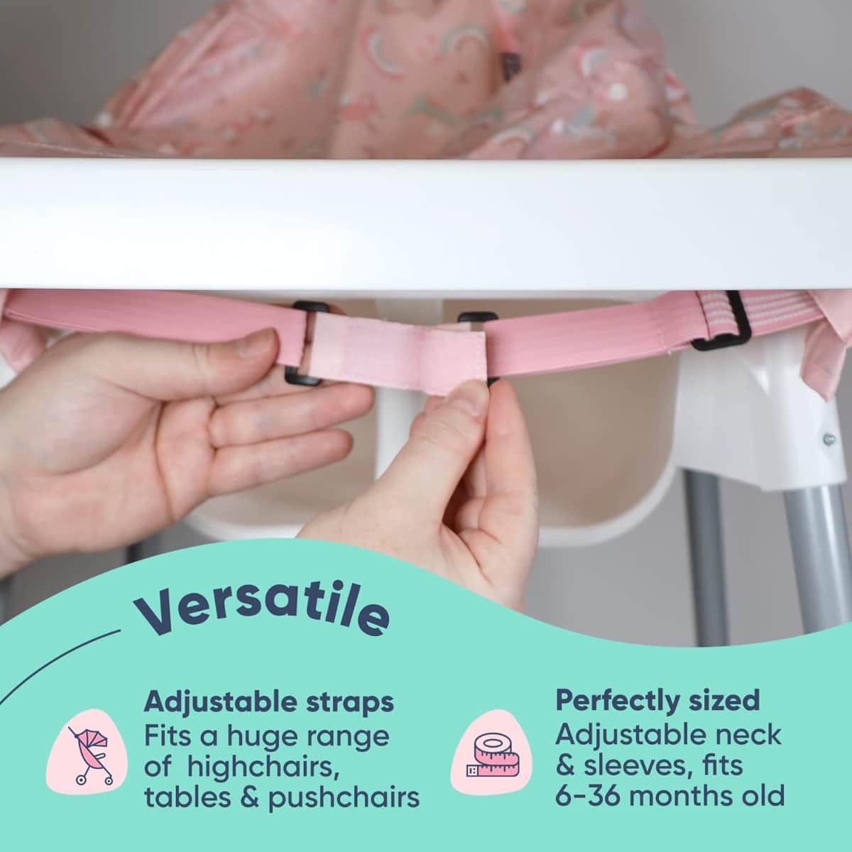 Bibado Coverall Bib & Pink Handi Cutlery Set Unisex, 0-2 Years