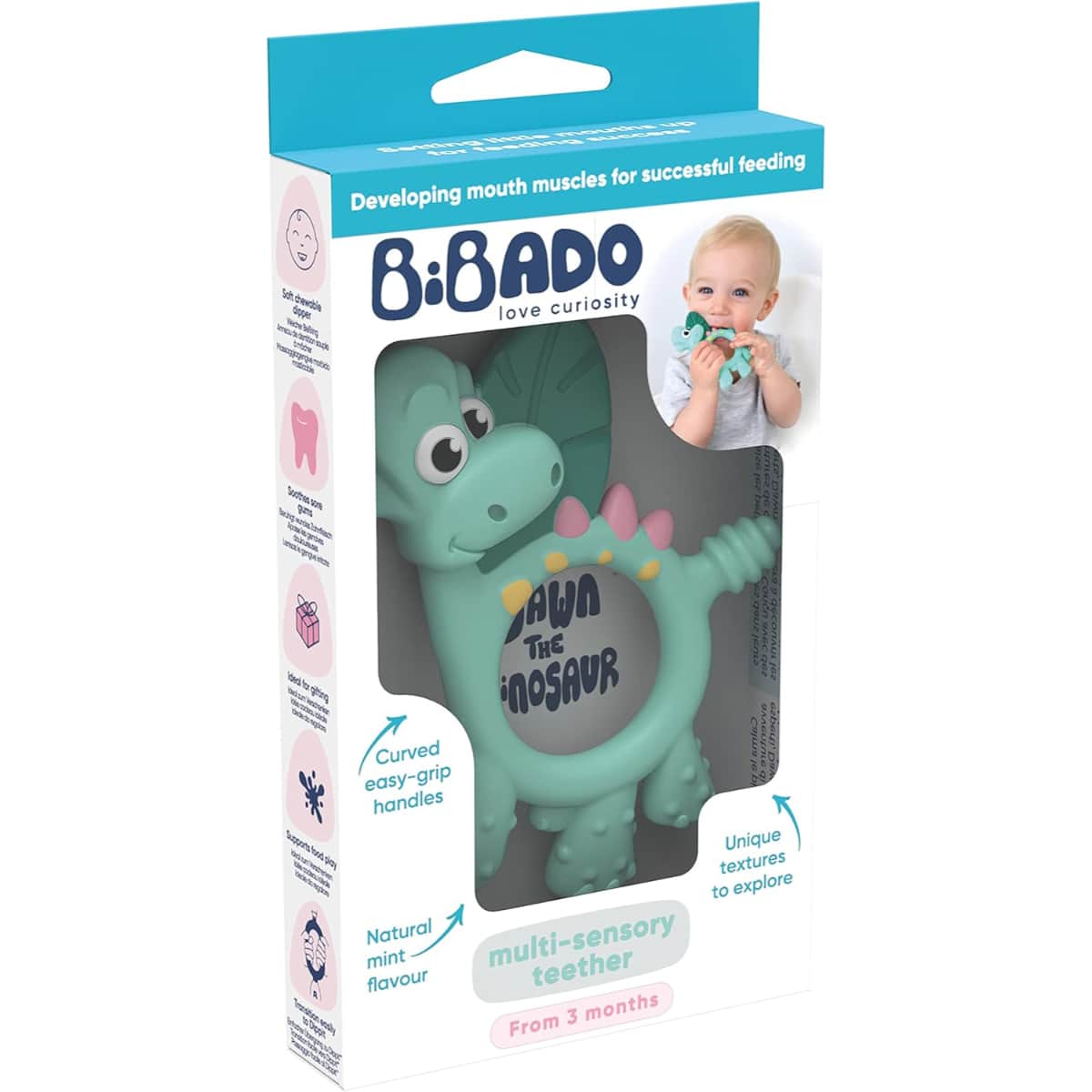 Bibado Dawn the Dinosaur Teether Unisex, 0-2 Years