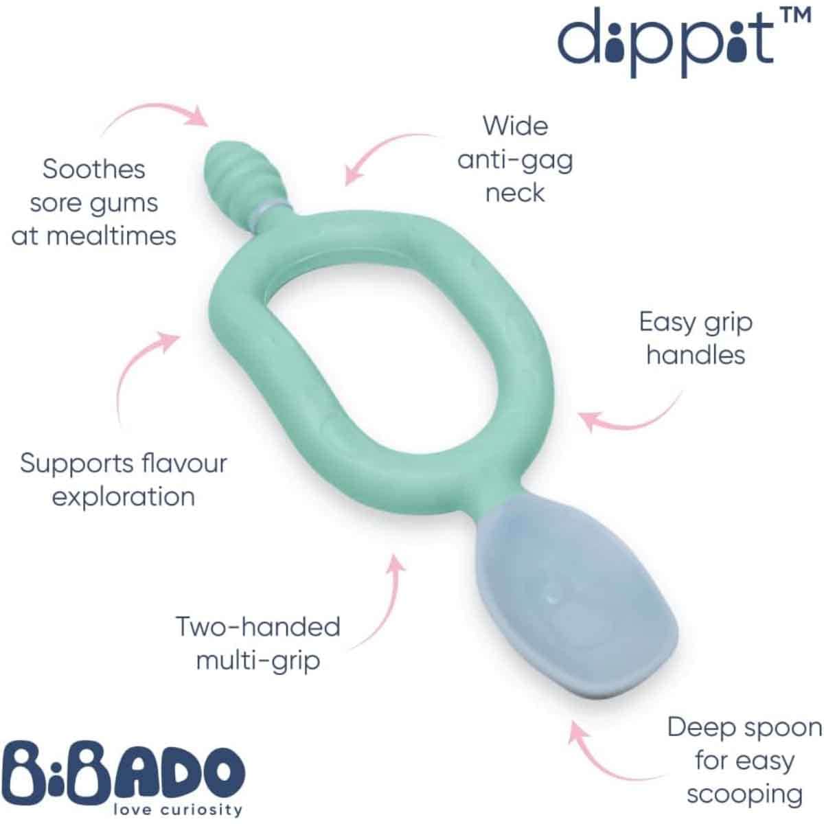 Bibado Multi-Stage Dippit Weaning Cutlery Spoon Unisex, 0-2 Years, Pack of 2