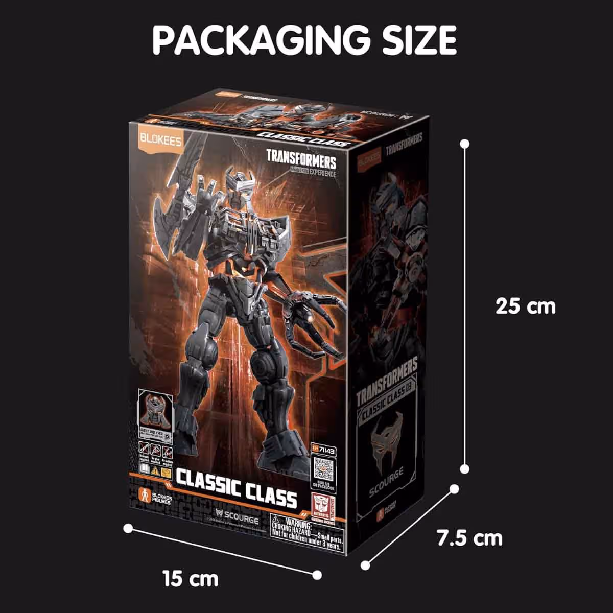 Blokees Transformers 5" 71143 Classic Class 03 Scourge Action Figure Model Kit Unisex, 13+ Years