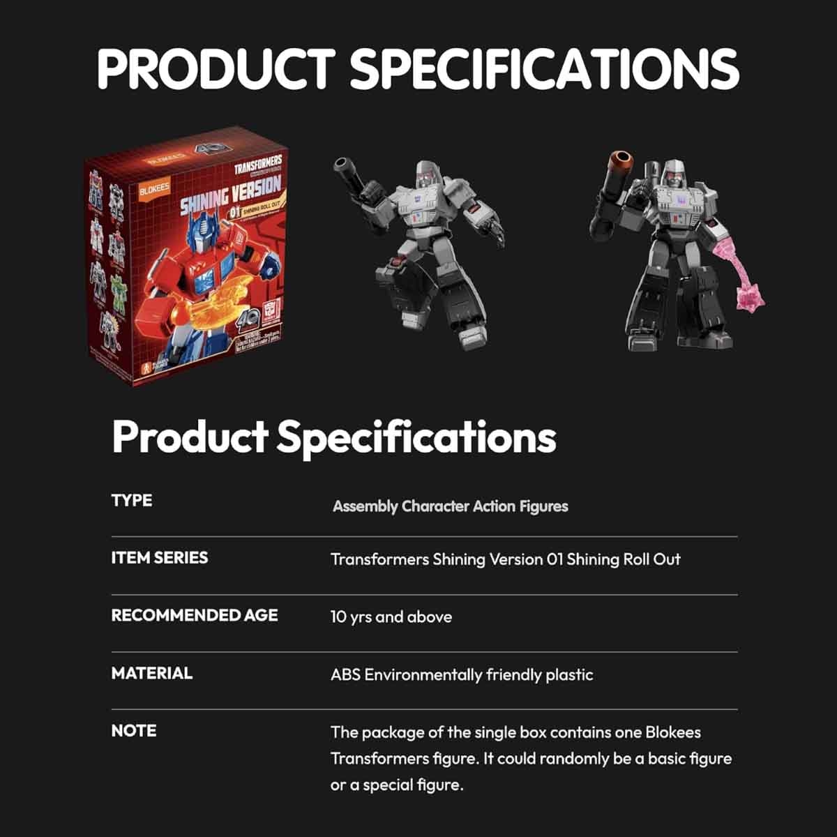 Blokees Transformers 71121 Shining Version 01 Shining Attack Assorted Action Figure Model Kit Unisex, 13+ Years