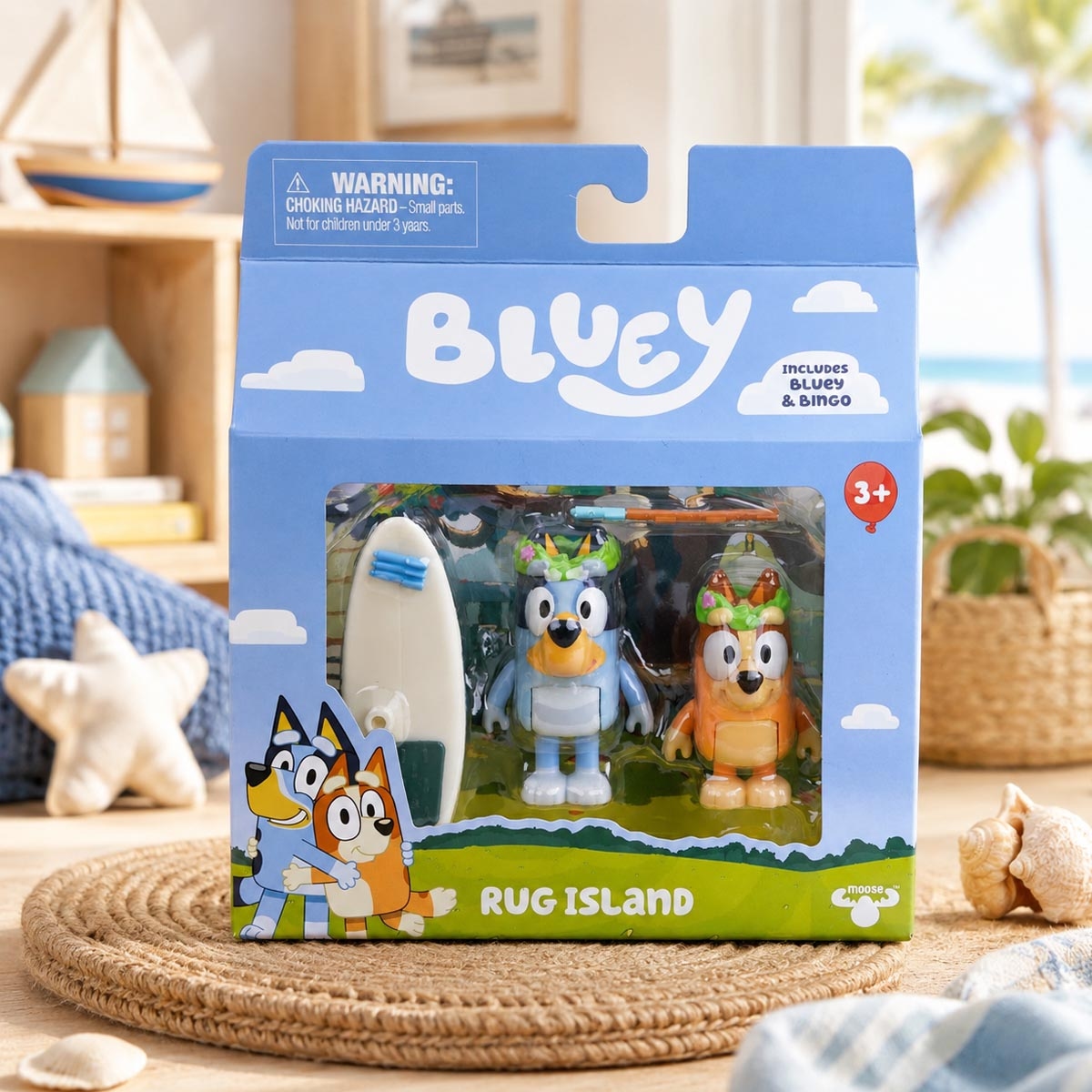 Bluey 2-Piece S14 Rug Island Action Figure Set Unisex, 3-4 Years