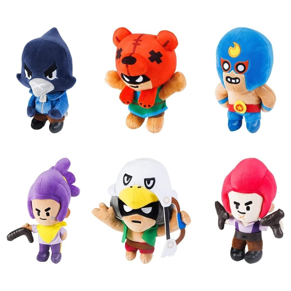 Brawl Stars 6.5" Assorted Soft Plush Toy Unisex, 3-4 Years, Pack of 8
