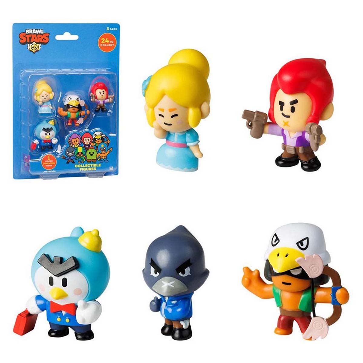 Brawl Stars Blister Assorted Action Figure Unisex, 3-4 Years, Pack of 5