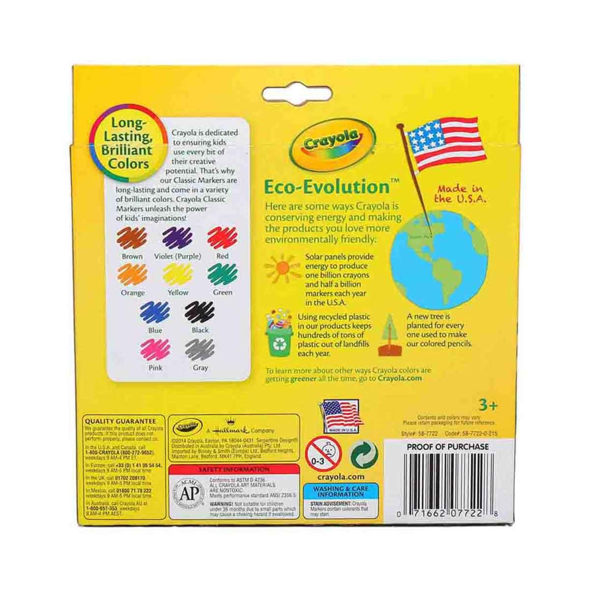 كرايولا أقلام تحديد عريضة غير سامة للجنسين من عمر 3-4 سنوات