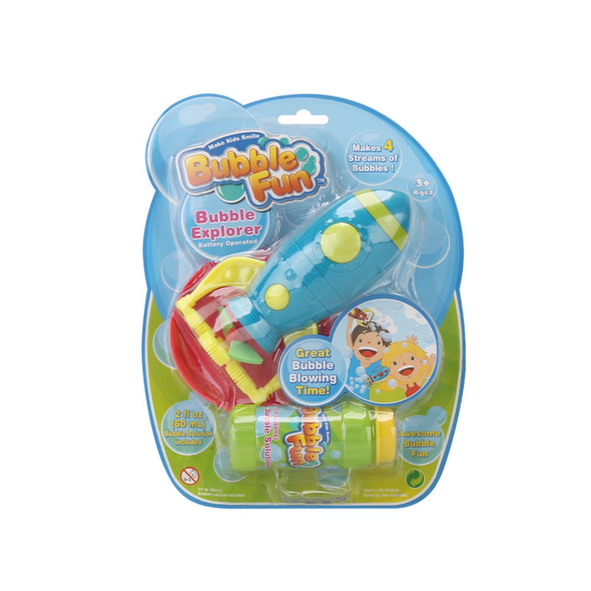 Bubble Fun Battery Operated Assorted Rocket Bubble Maker with Solution Unisex, 3-4 Years