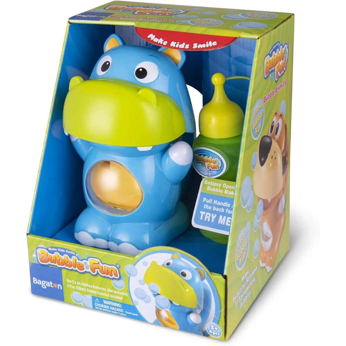 Bubble Fun Battery Operated Hippopotamus Handheld Bubble Toy Unisex, 3-4 Years