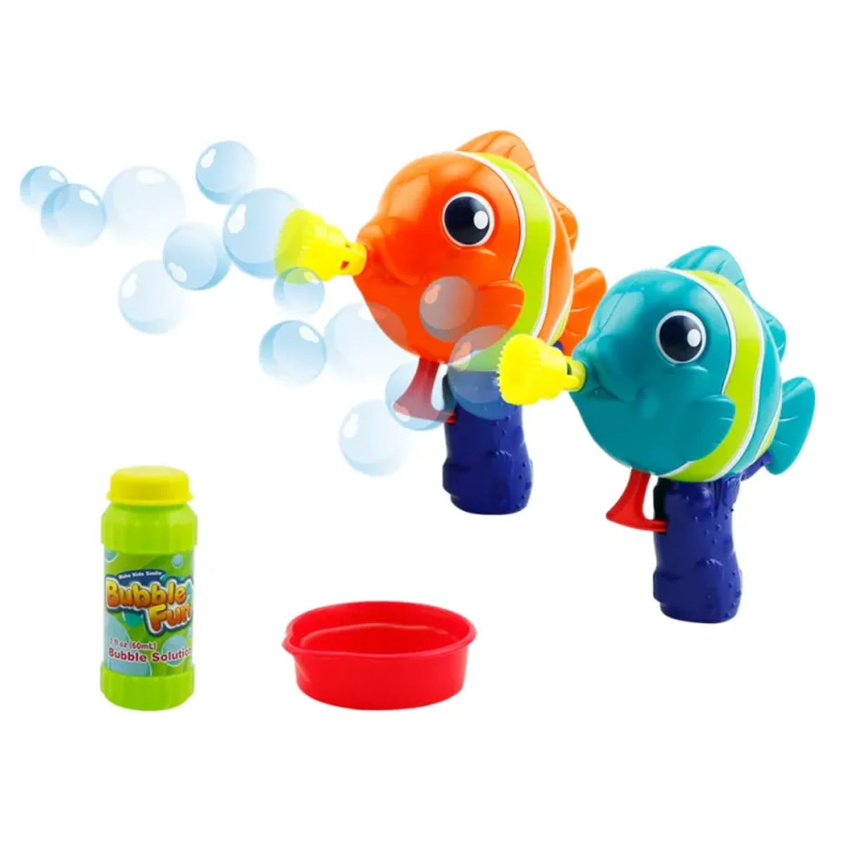 بابل فن لعبة فقاعات سمك متنوعة بالقوة الاحتكاكية مع سائل الفقاعات للجنسين، 3-4 سنوات