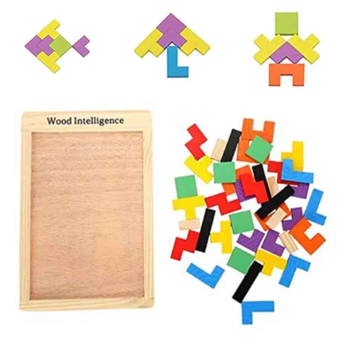 لوحة أحجية خشبية بمكعبات البناء التعليمية، للجنسين، 3-4 سنوات
