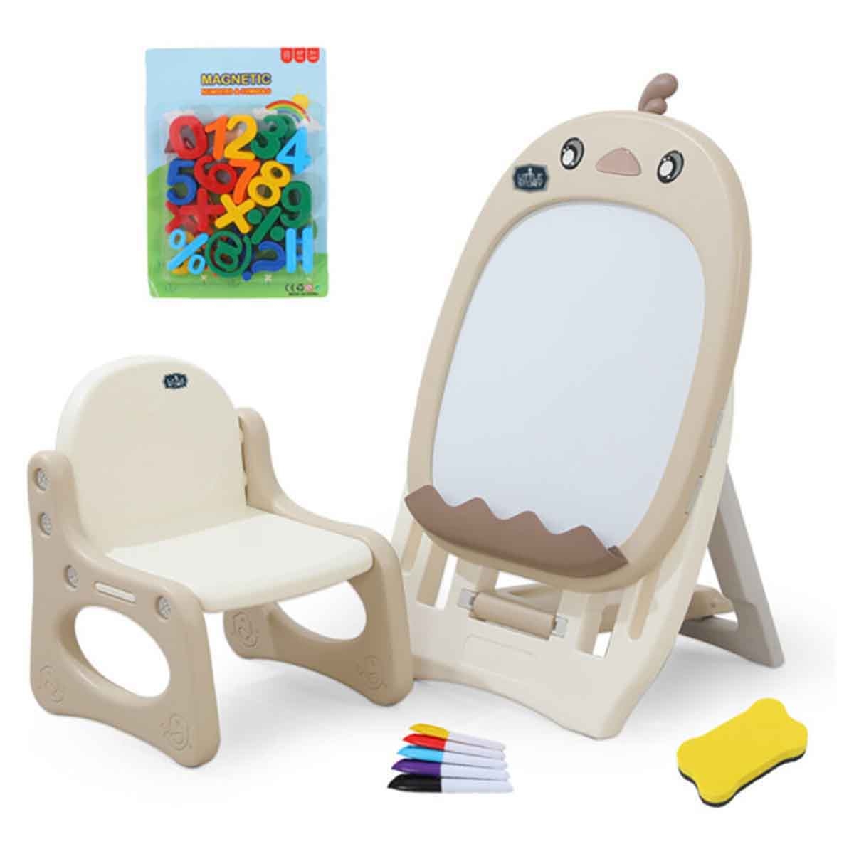 Little Story Drawing Board with Chair, Magnetic Numbers, 5-Color Pen & Eraser