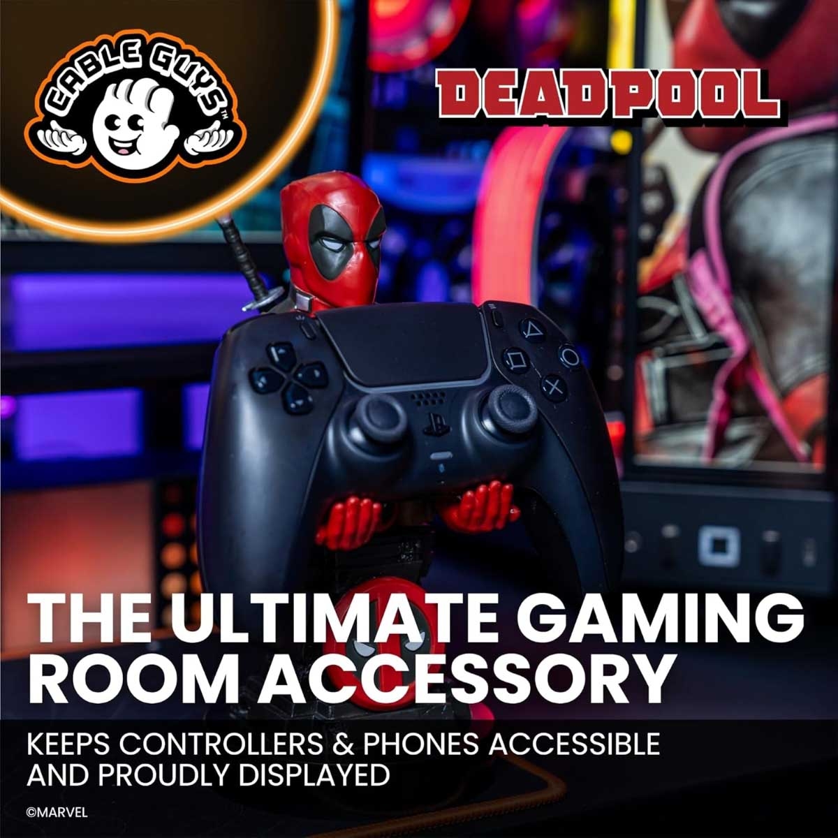 Cable Guys Deadpool Controller & Phone Holder with Charging Cable