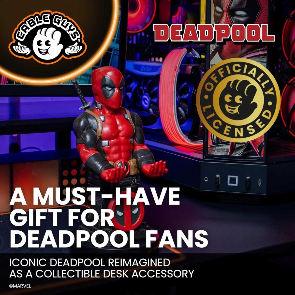 Cable Guys Deadpool Controller & Phone Holder with Charging Cable
