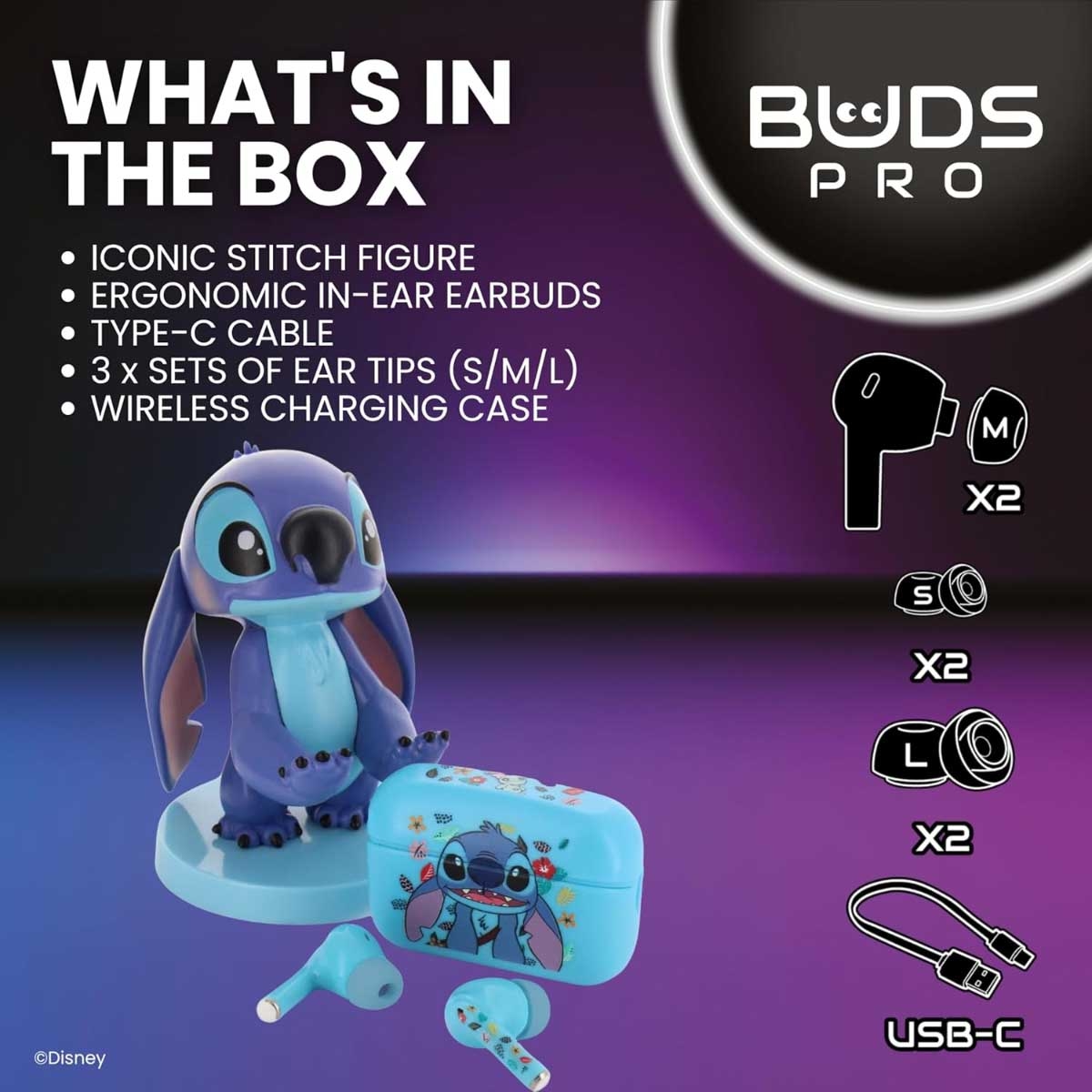 Cable Guys Disney Lilo & Stitch Pro True Wireless Earbuds with Holder Set