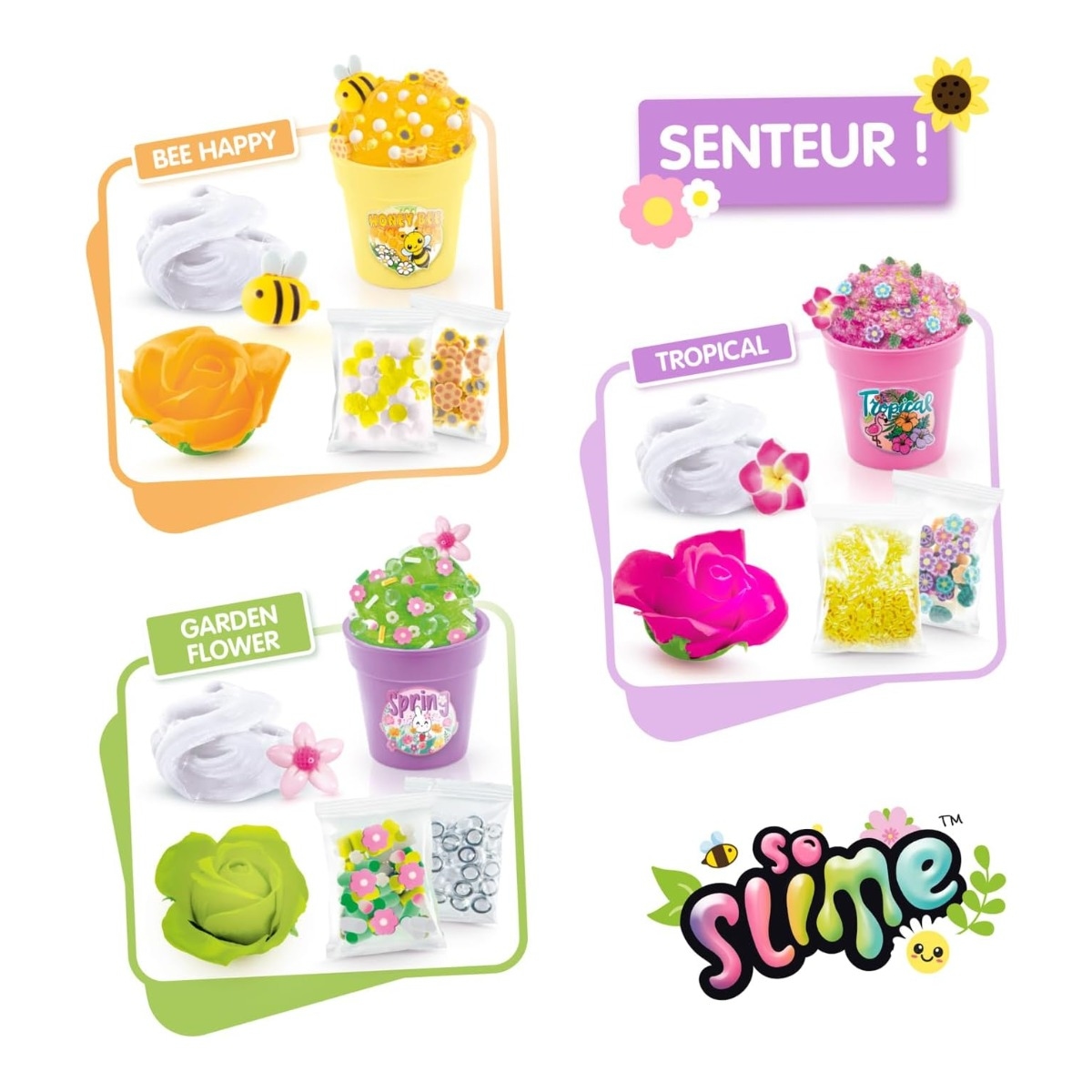 Canal Toys 3-Piece Flower Pot Slime Playset Unisex, 6-8 Years