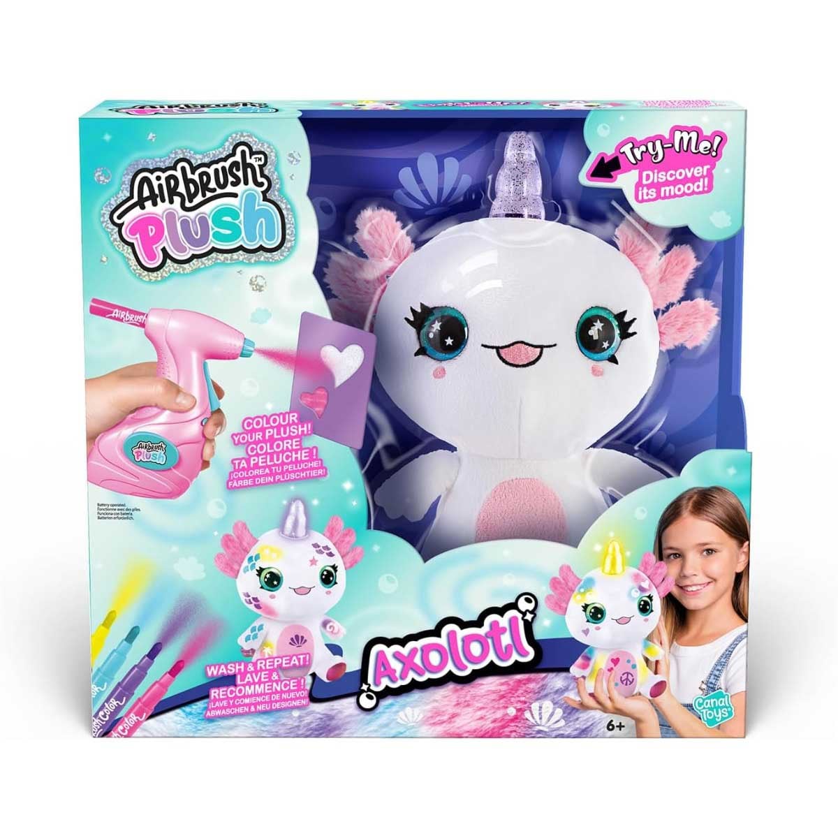 Canal Toys Axolotlcorn Airbrush Plush Toy Girls, 6-8 Years