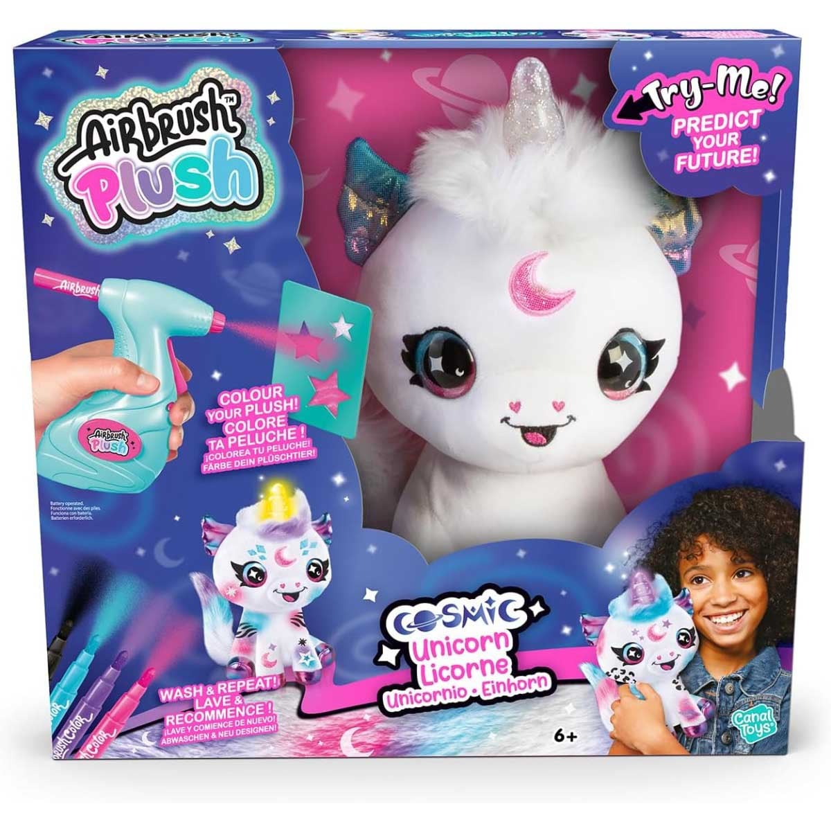 Canal Toys Cosmic Unicorn Airbrush Plush Toy Girls, 6-8 Years