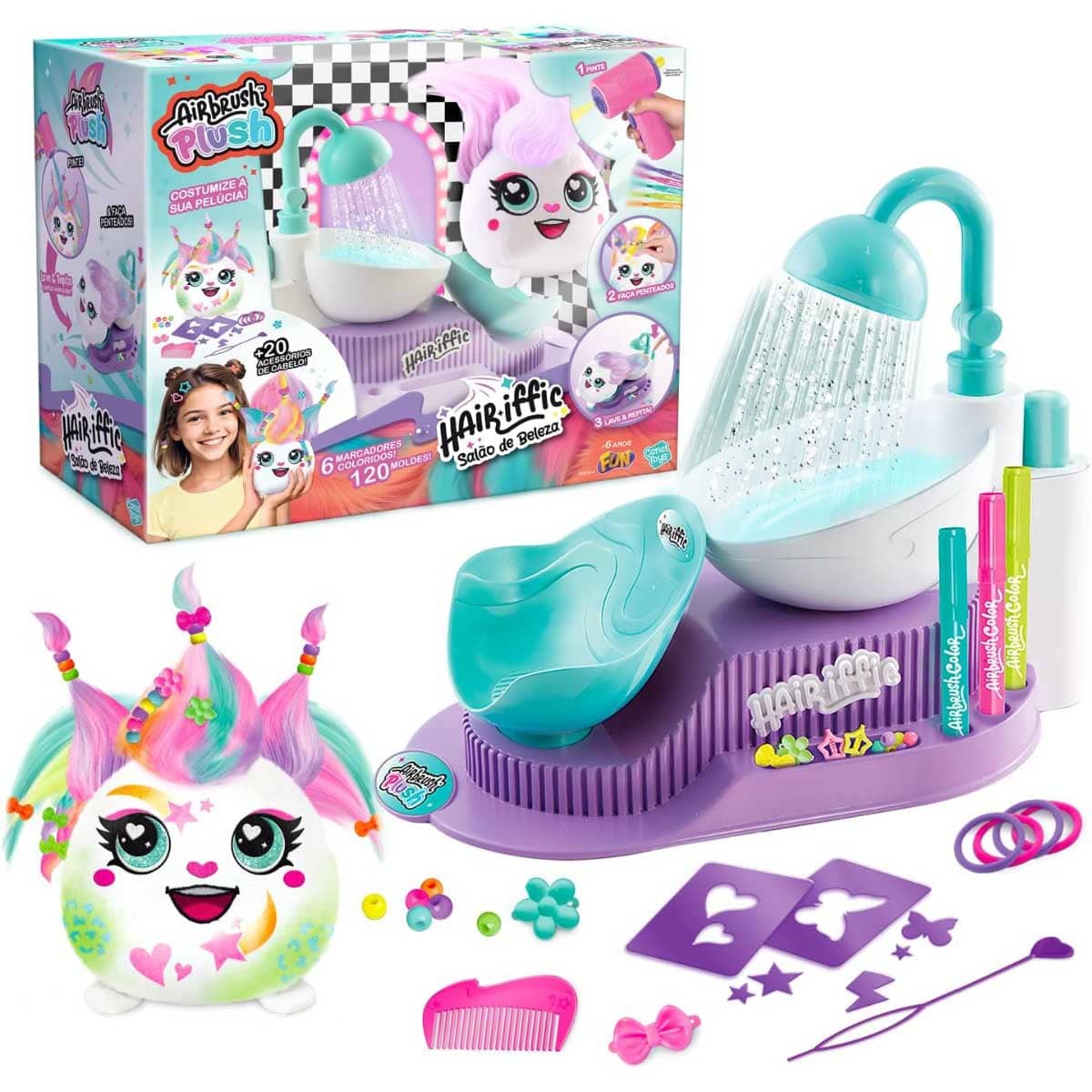 Canal Toys Hair-iffic Hair Style Salon Airbrush Plush Playset Girls, 6-8 Years