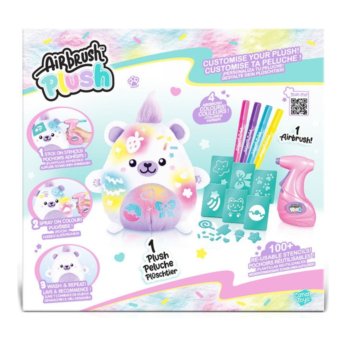 Canal Toys Kawaii Bear Airbrush Plush Toy Girls, 6-8 Years