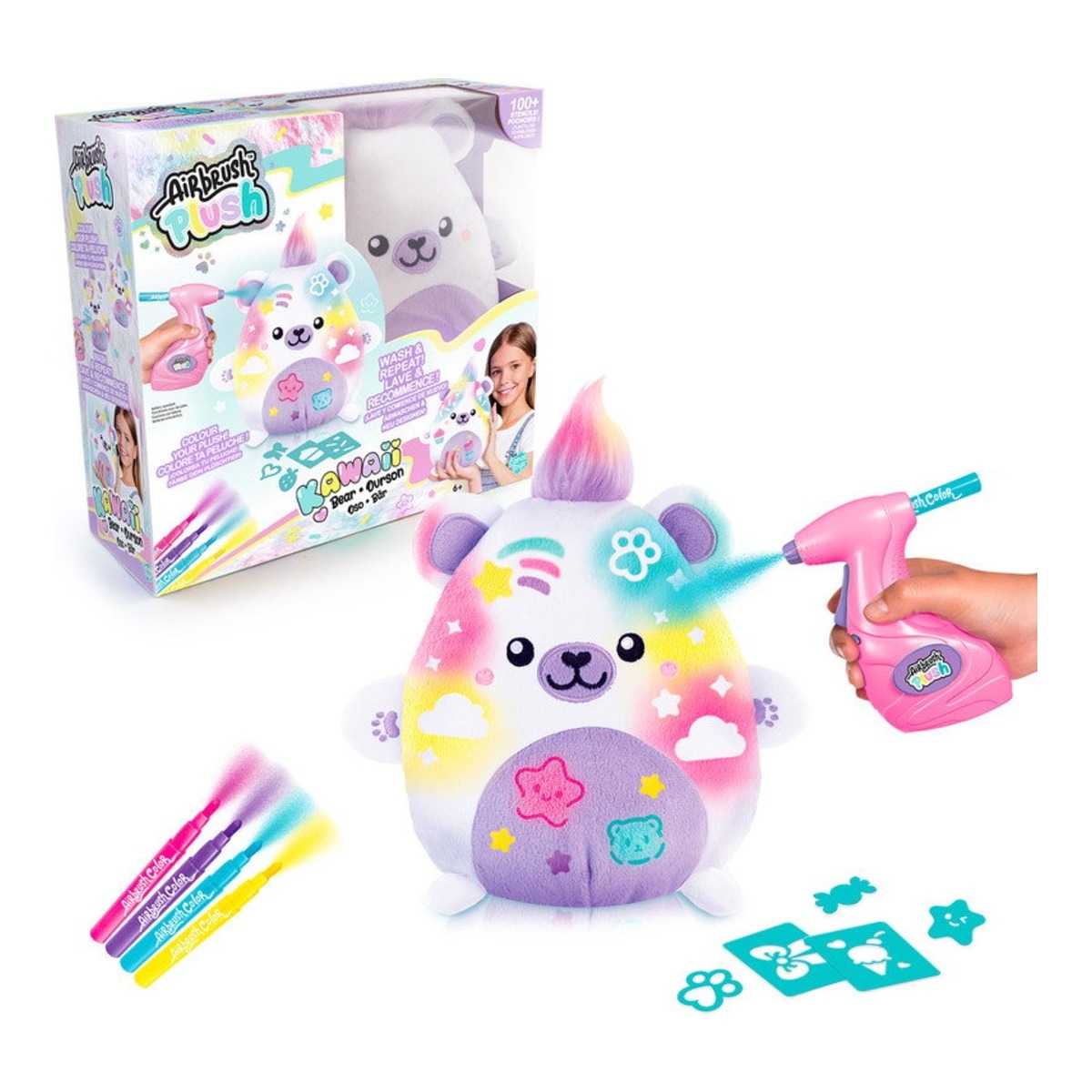 Canal Toys Kawaii Bear Airbrush Plush Toy Girls, 6-8 Years