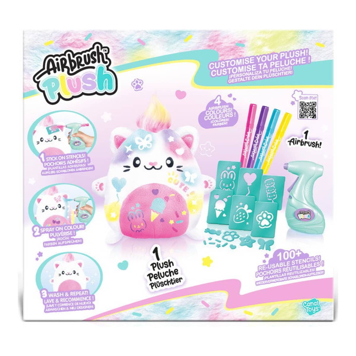 Canal Toys Kawaii Kitty Airbrush Plush Toy Girls, 6-8 Years