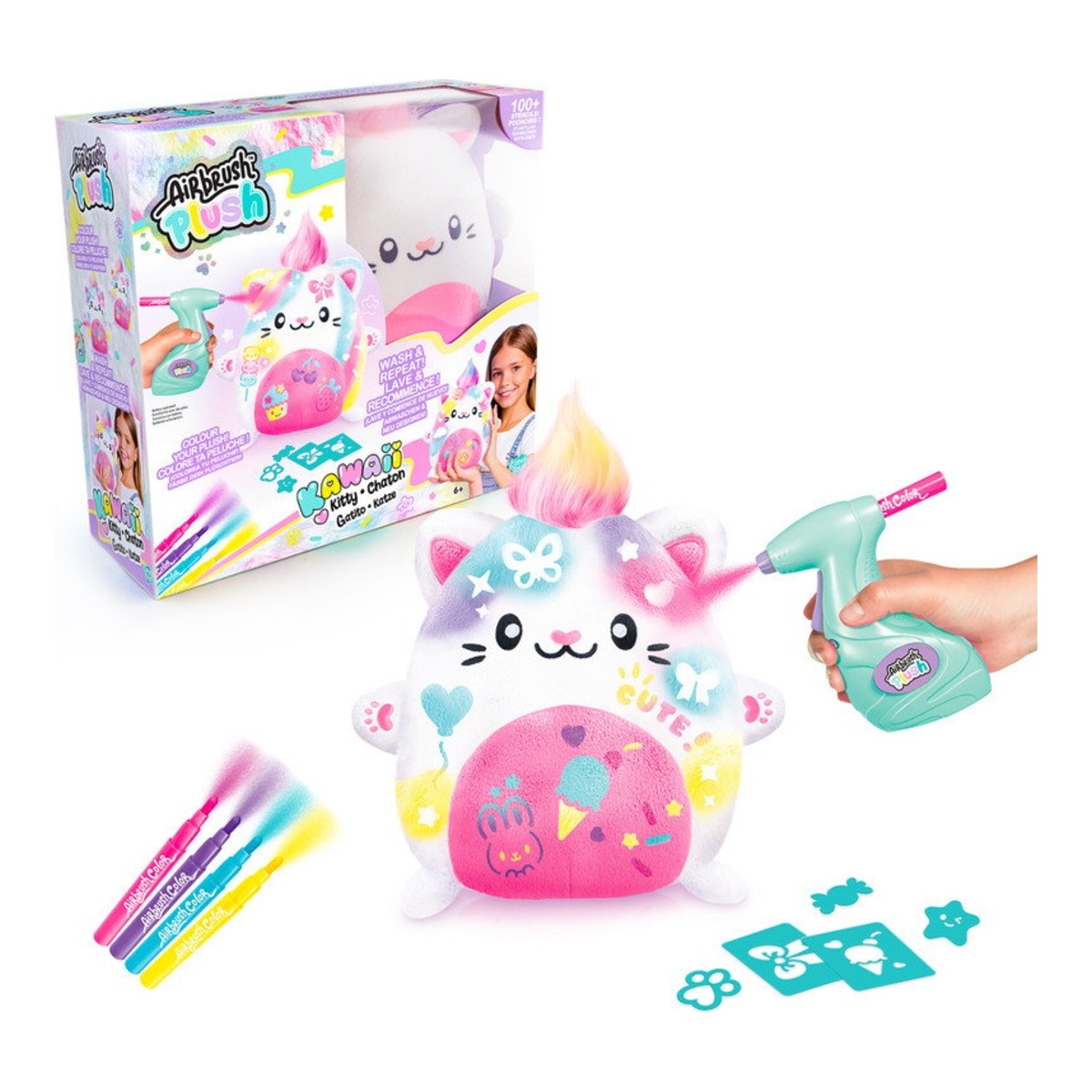 Canal Toys Kawaii Kitty Airbrush Plush Toy Girls, 6-8 Years