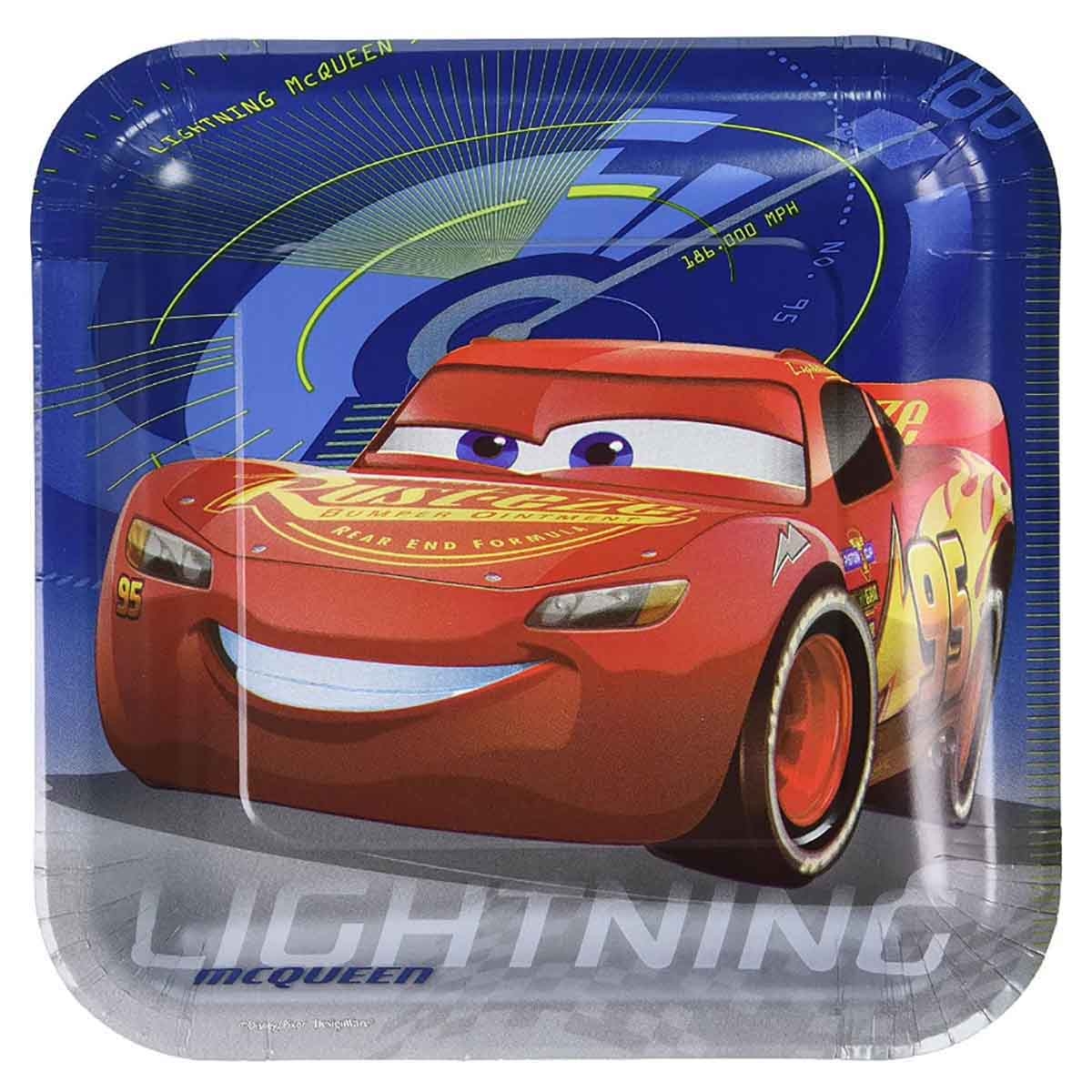 Disney and Pixar Cars 3 8-Piece 9" Square Paper Plate Set